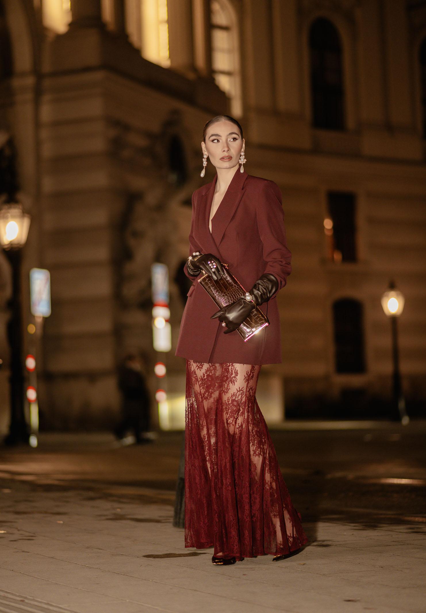 SANTAS Gonna lunga NUIT bordeaux da donna PV2628 BO SANTAS 