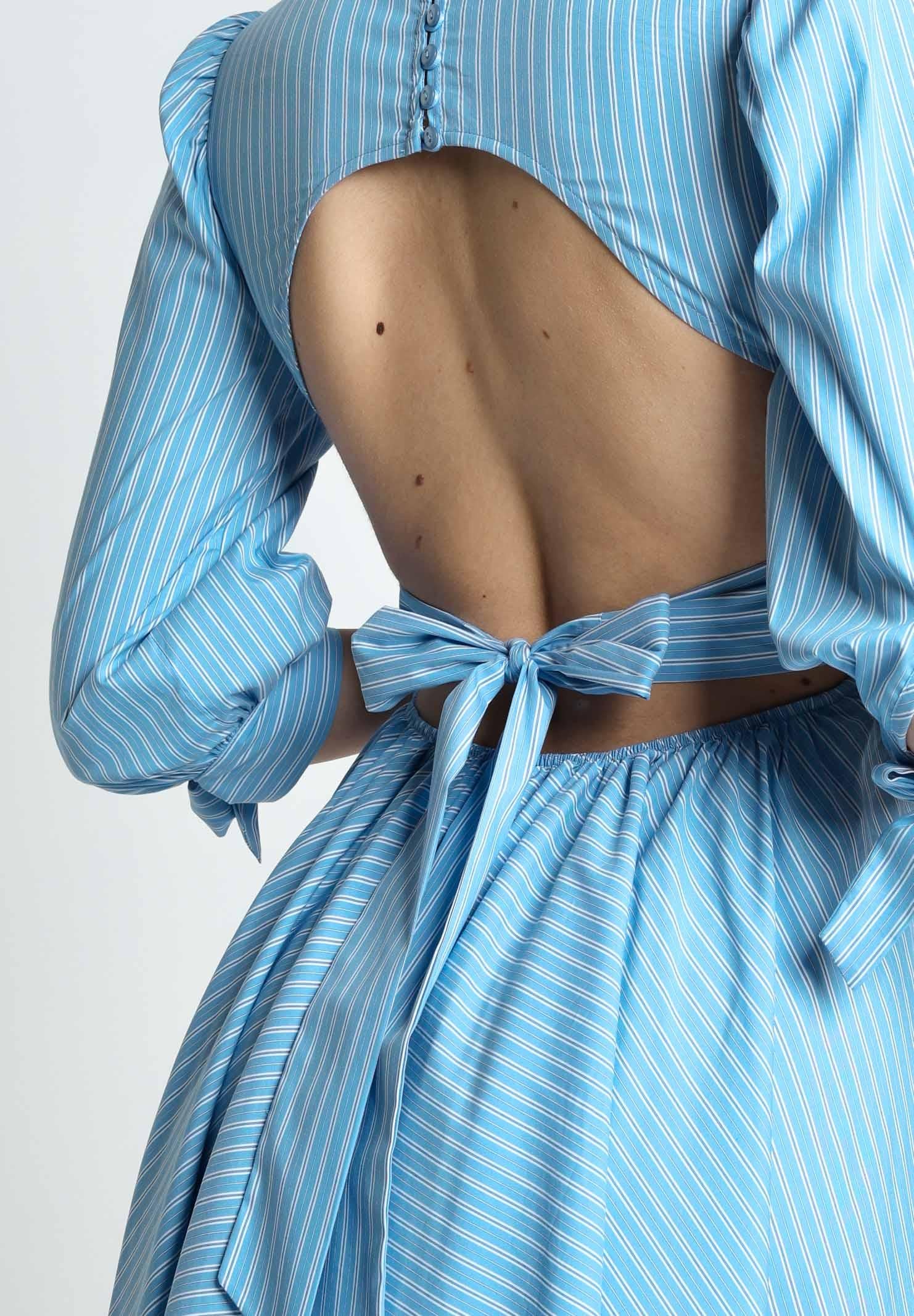 SANTAS Abito midi TIRAMISU' celeste da donna con stampa a righe PV25023 CELESTE SANTAS 