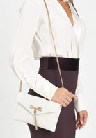 ELISABETTA FRANCHI Pochette bianco latte da donna con logo e nappina BS56A57E2 DZ9 ELISABETTA FRANCHI 