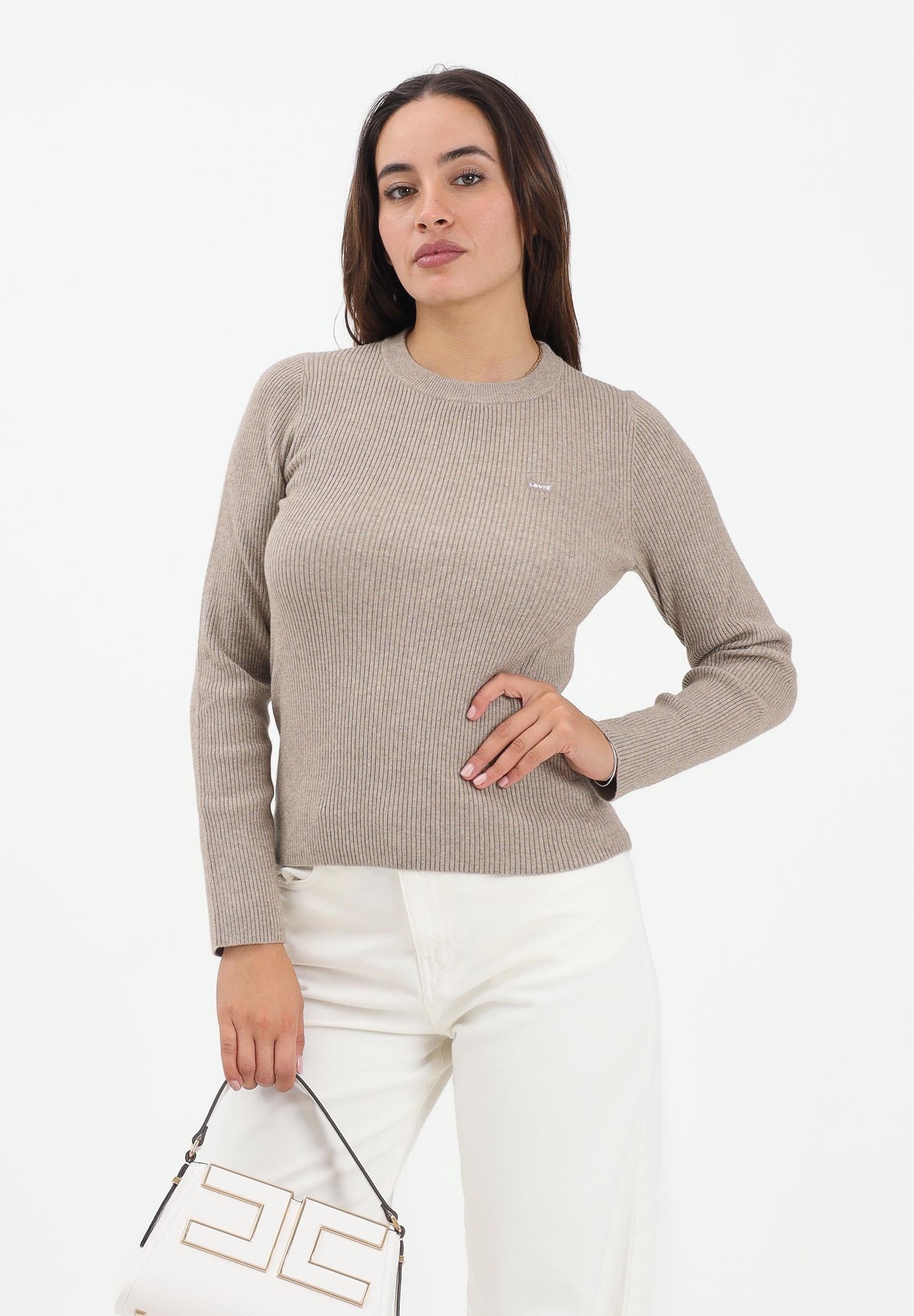 LEVI'S® Maglioncino girocollo beige da donna realizzato in tessuto a costine A0719-0037  LEVI'S® 
