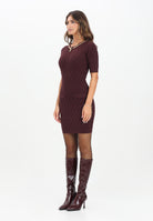 ELISABETTA FRANCHI Abito corto in maglia bordeaux da donna con dettaglio gioiello AM20B56E2 EA4 ELISABETTA FRANCHI 