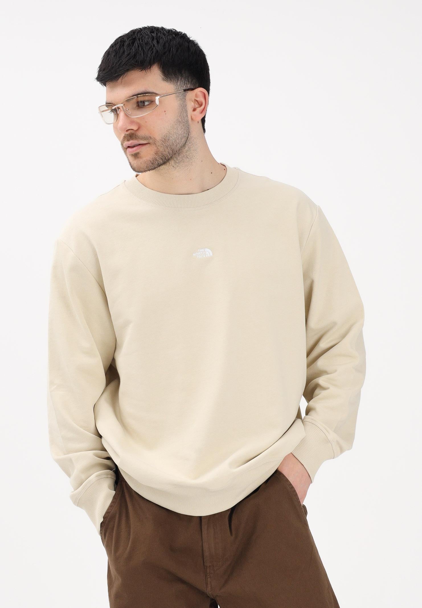 THE NORTH FACE Felpa girocollo Essential Light Relaxed beige da uomo NF0A8GQCDOM1 . THE NORTH FACE 