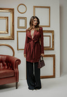 SANTAS Pantalone elegante POUVOIR blu da donna con micro gessatura verticale PV2626 BL SANTAS 