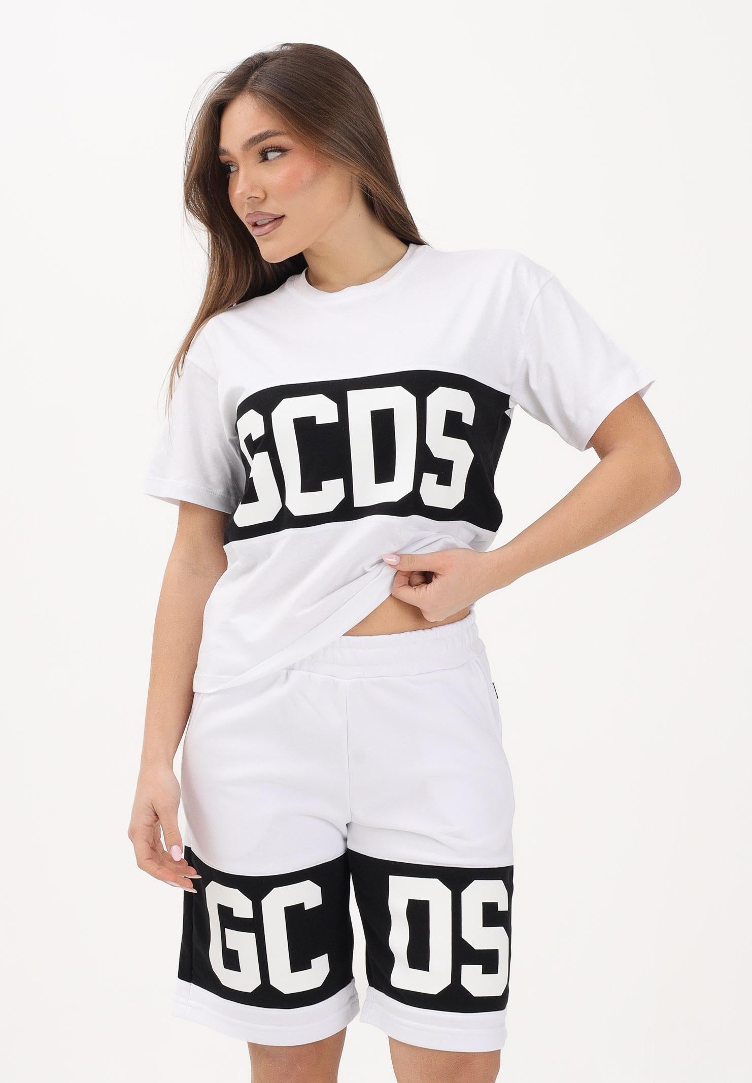GCDS T-shirt a manica corta bianca per donna, ragazzi e bambini con logo Z0UJQC585J105 100B GCDS 