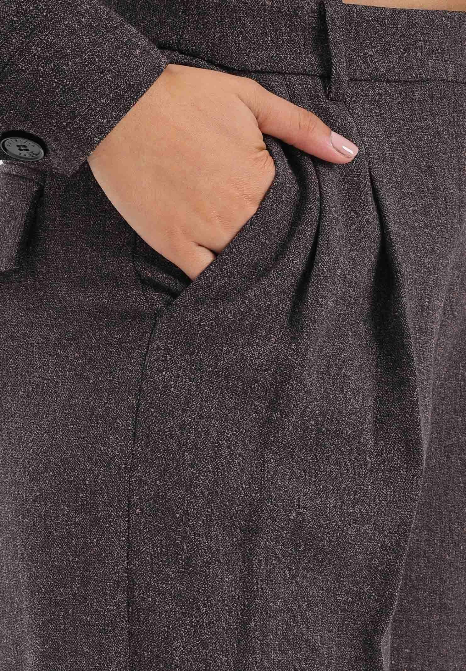 PATRIZA PEPE Pantalone palazzo marrone da donna  in tessuto strutturato con effetto bottonato 2P1700A646 FG48 PATRIZIA PEPE 