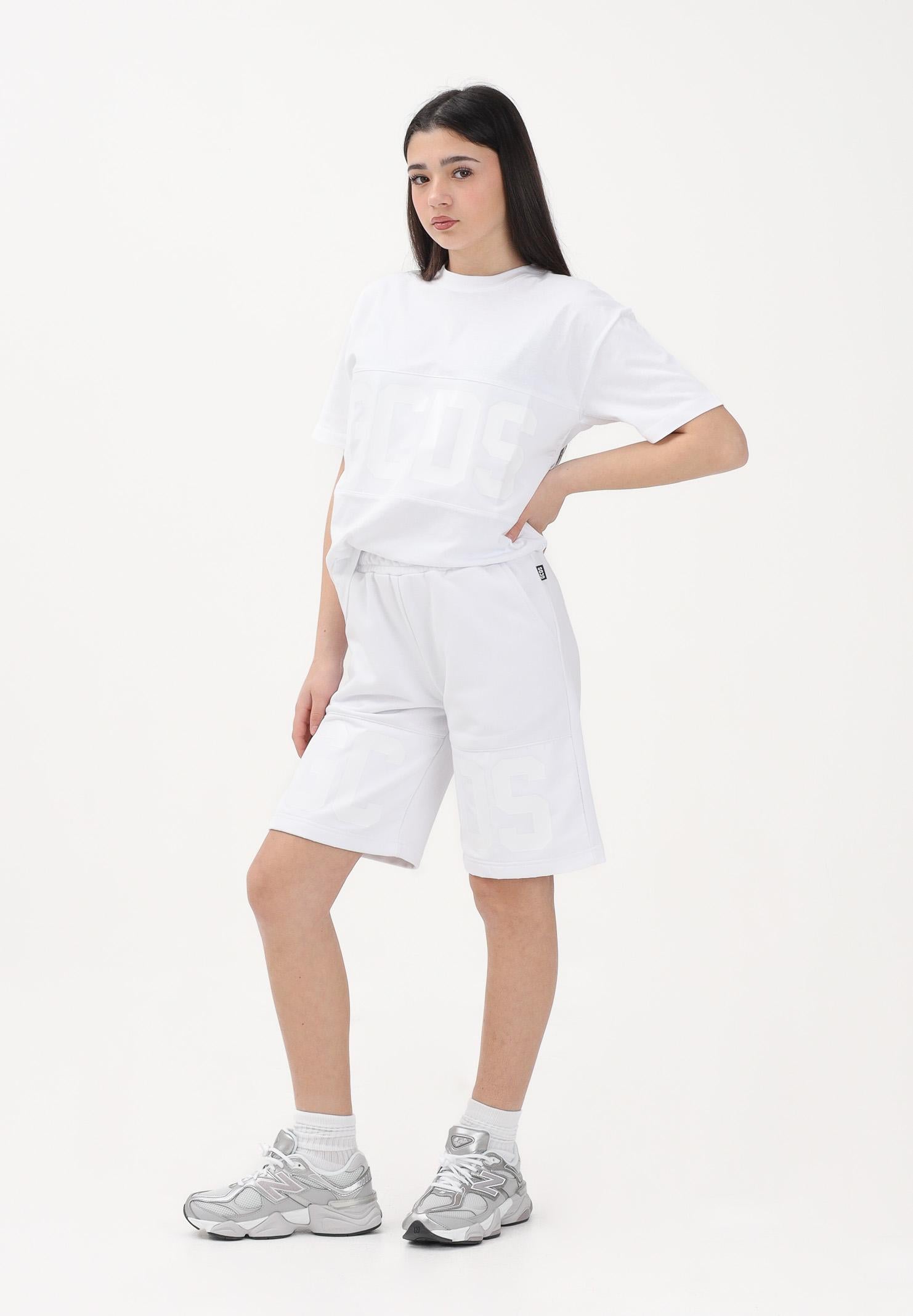 GCDS Shorts sportivo bianco per uomo e donna con logo Z0MLQL230F004 100A GCDS 