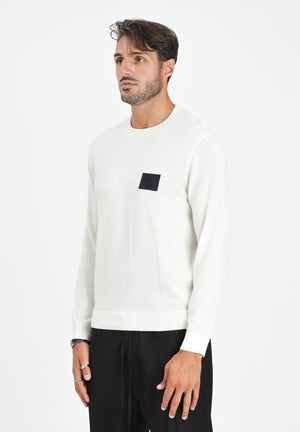 ARMANI EXCHANGE Maglioncino girocollo panna da uomo con patch logo XM001329AF11982 U0009 ARMANI EXCHANGE 