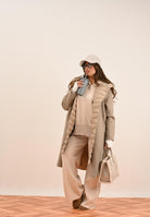 HINNOMINATE Maglia con cappuccio beige da donna con bande e logo HMABW02124 BE11 HINNOMINATE 