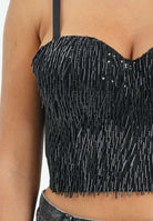 TPN Corpetto nero da donna con strass FERSIT122W5 D6 TPN 
