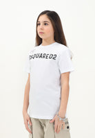 DSQUARED2 T-shirt a manica corta bianca per donna, ragazzi e bambini con grafica Passport DQ2753D0015 DQ100 DSQUARED2 
