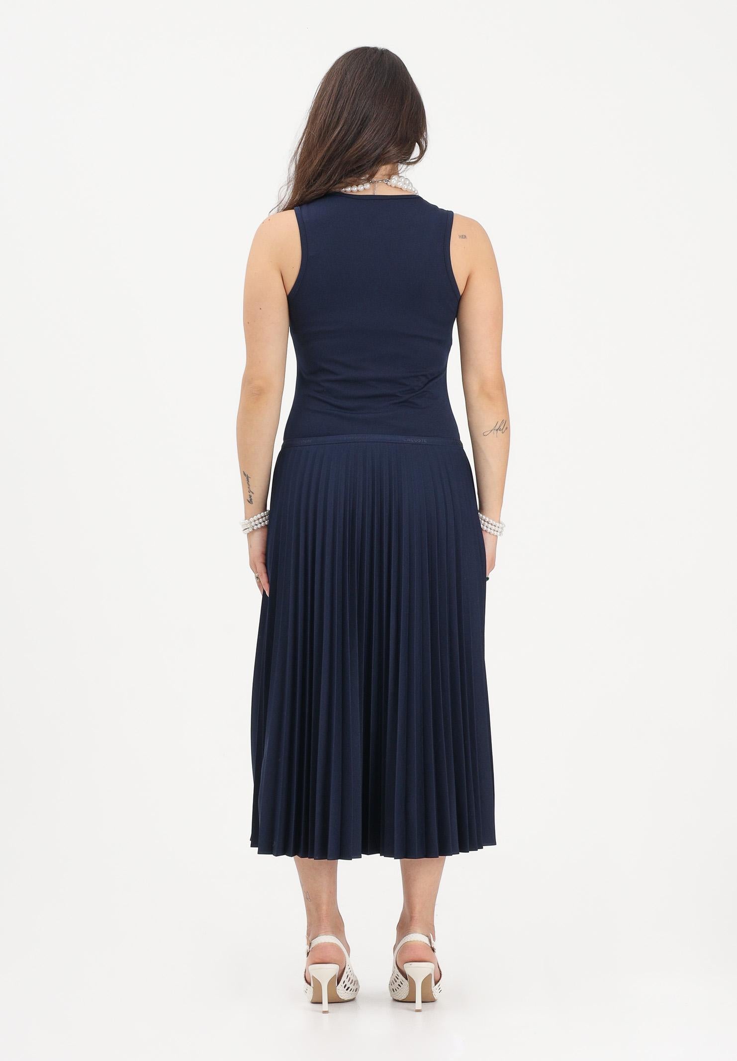 LACOSTE Abito midi blu da donna con gonna plissettata EF2432 166 LACOSTE 