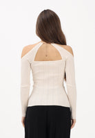 ELISABETTA FRANCHI Maglioncino burro da donna con dettaglio gioiello MK89S61E2 193 ELISABETTA FRANCHI 