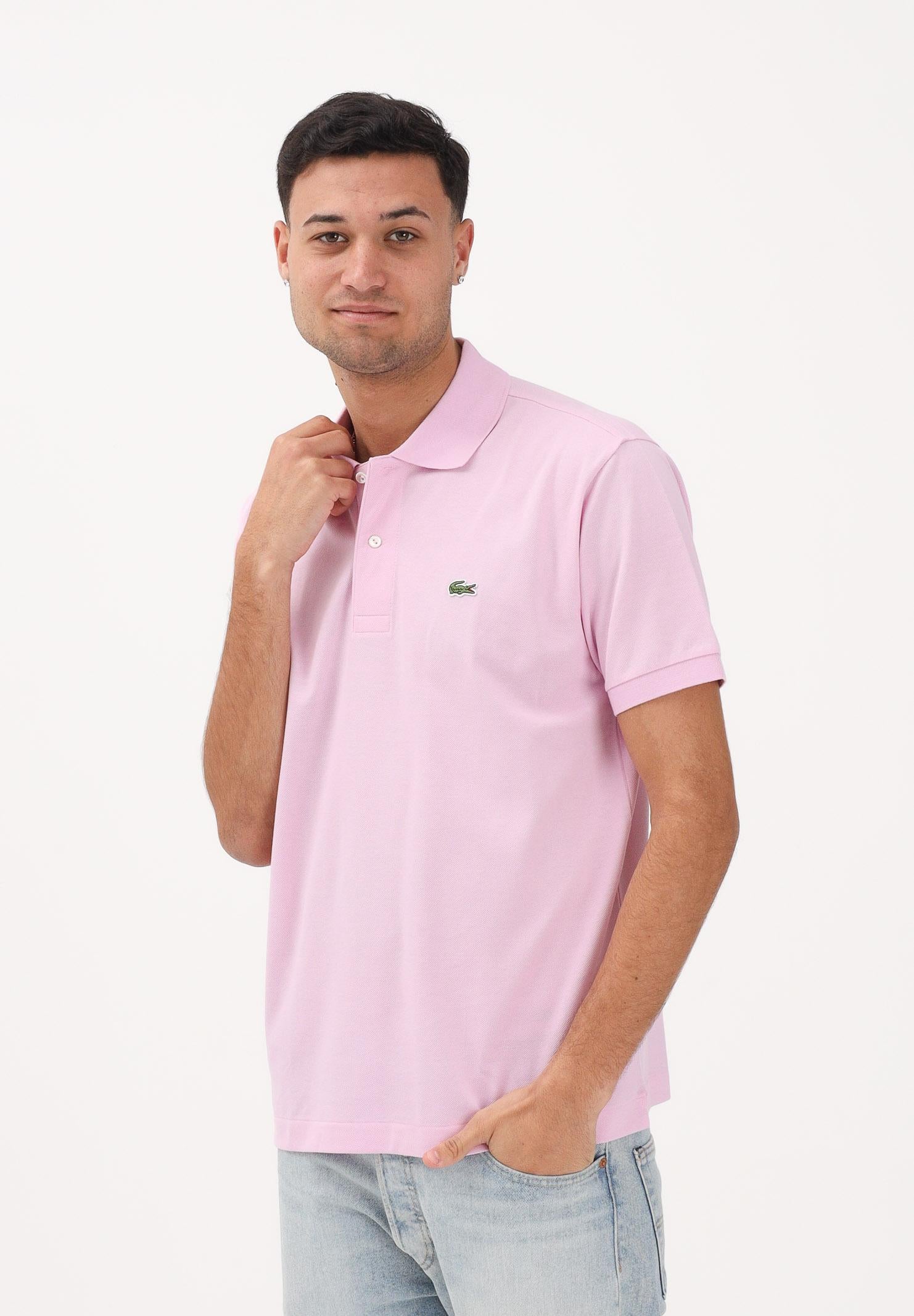 LACOSTE  Polo rosa per uomo e donna con patch logo coccodirllo 1212 Z4H LACOSTE 