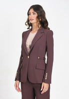 ELISABETTA FRANCHI Giacca monopetto bordeaux da donna con dettagli gioiello GI17556E2 EA4 ELISABETTA FRANCHI 