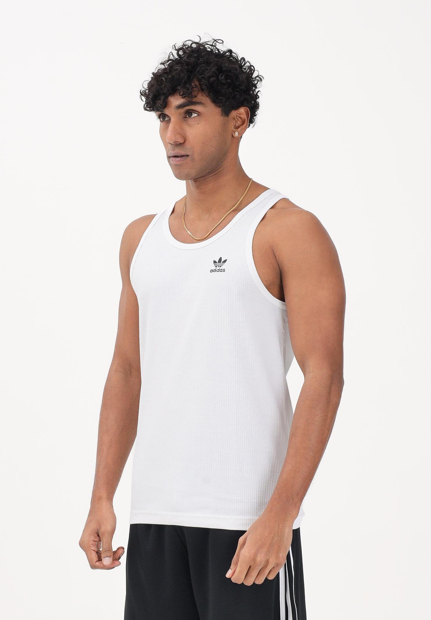 ADIDAS ORIGINALS Canotta Trefoil Essentials bianca da uomo IY7366 . ADIDAS ORIGINALS 