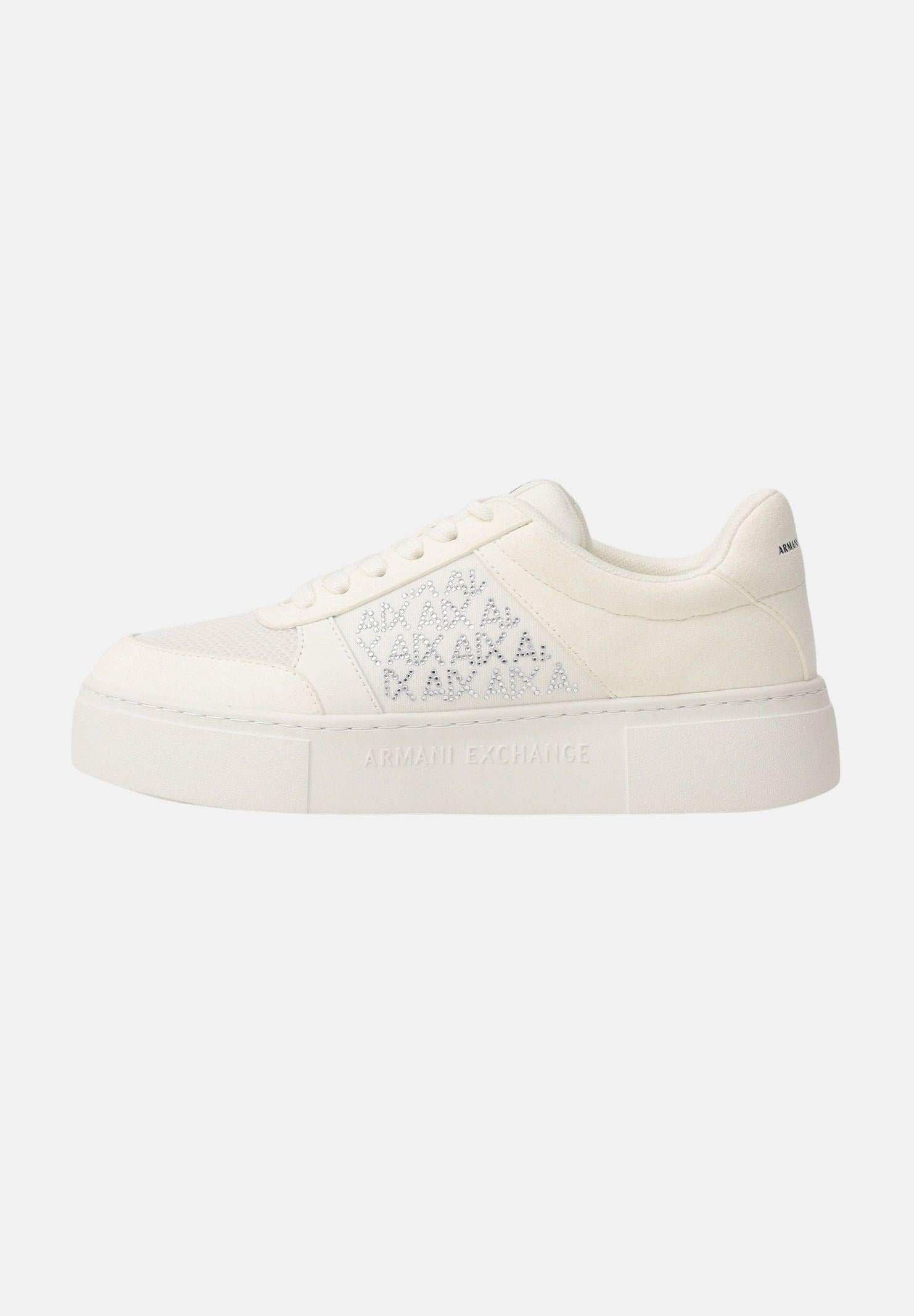 ARMANI EXCHANGE Sneakers panna da donna con logo in strass XW002788AF23057 U0011 ARMANI EXCHANGE 