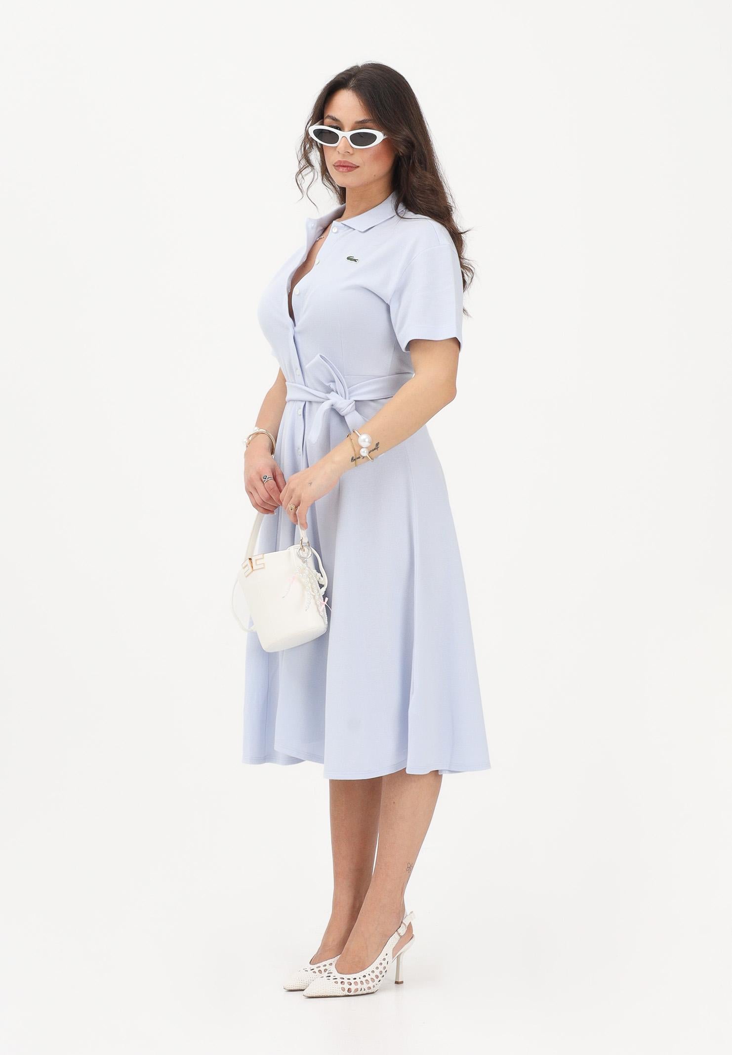 LACOSTE Abito midi azzurro da donna in mini piqué EF9621 J2G LACOSTE 