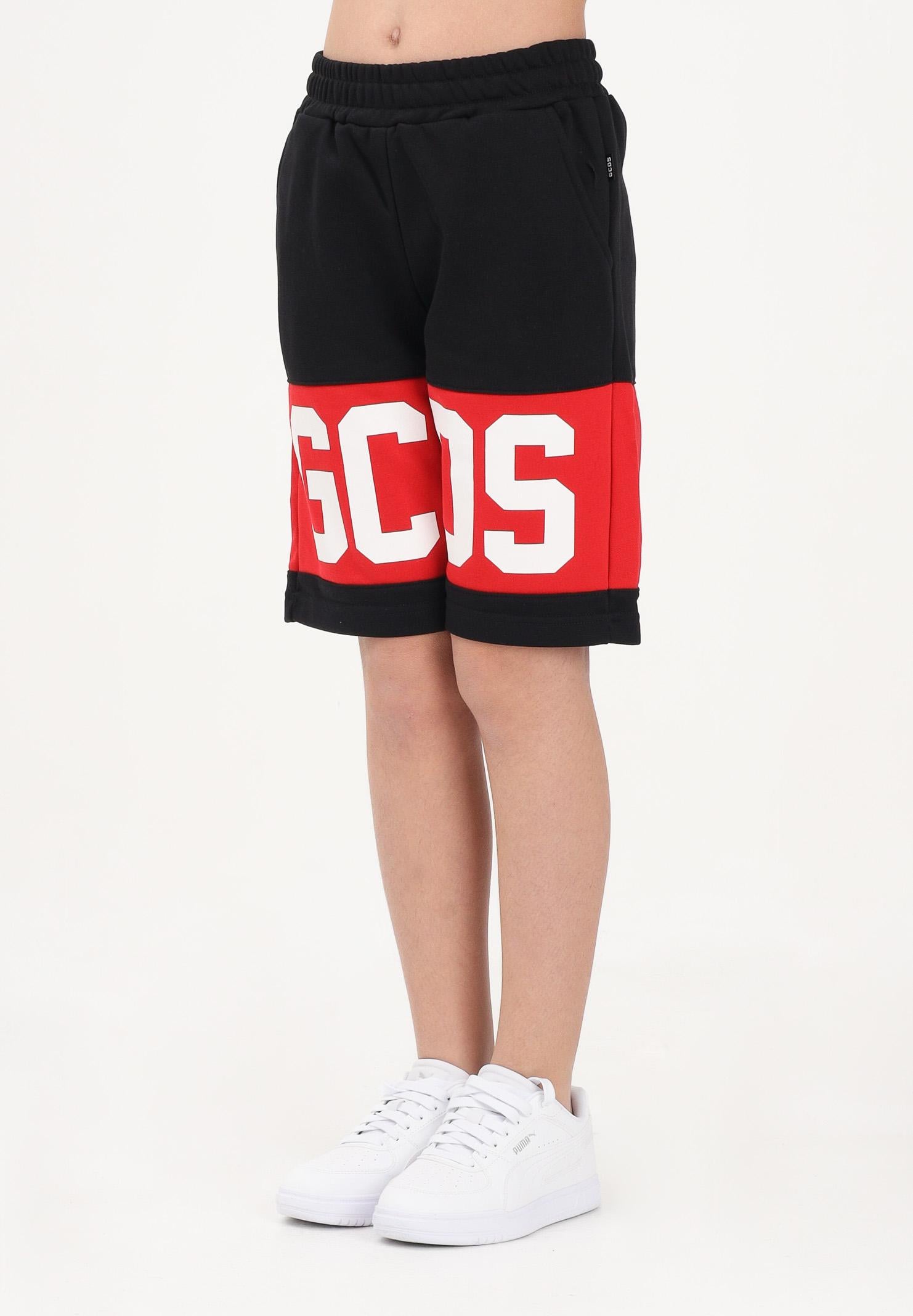 GCDS Shorts sportivo nero per donna, ragazzi e bambini con stampa logo Z0UJQL589F004 999R GCDS 