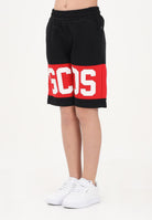 GCDS Shorts sportivo nero per donna, ragazzi e bambini con stampa logo Z0UJQL589F004 999R GCDS 