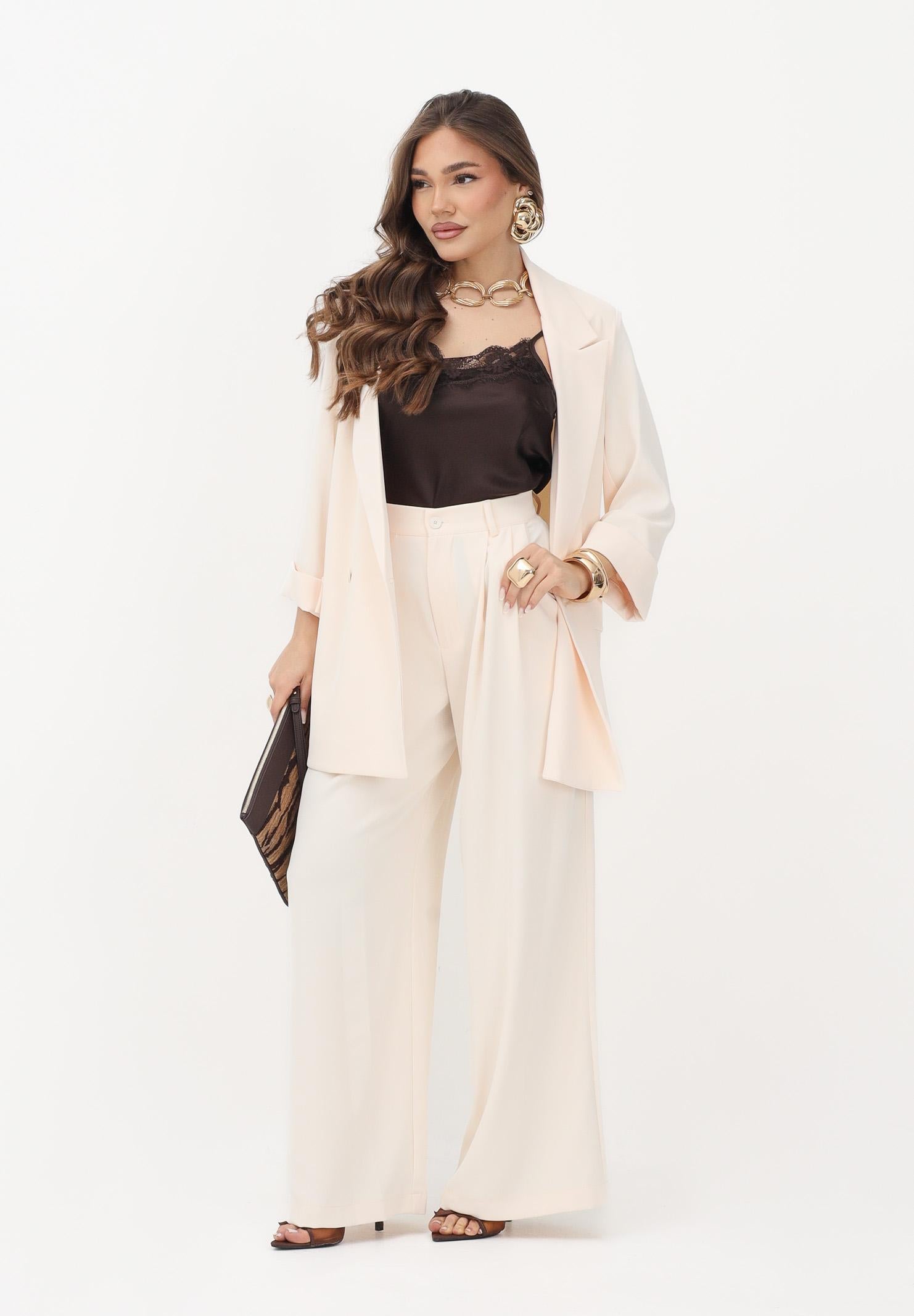 VICOLO Pantalone a palazzo crema da donna TAB1692 RO VICOLO 
