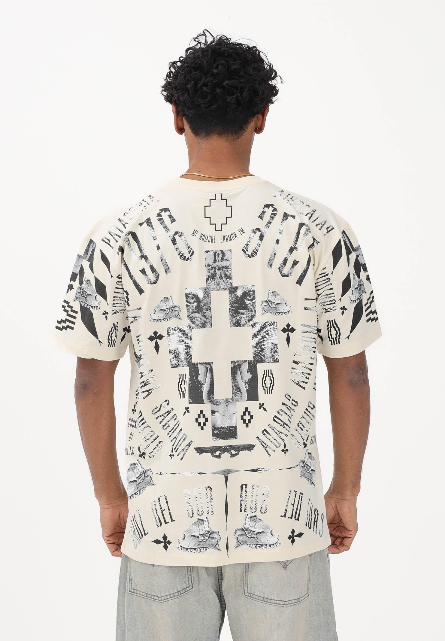 MARCELO BURLON COUNTY OF MILAN T-shirt a manica corta panna da uomo con stampa S6CMMATH036 412 MARCELO BURLON COUNTY OF MILAN 