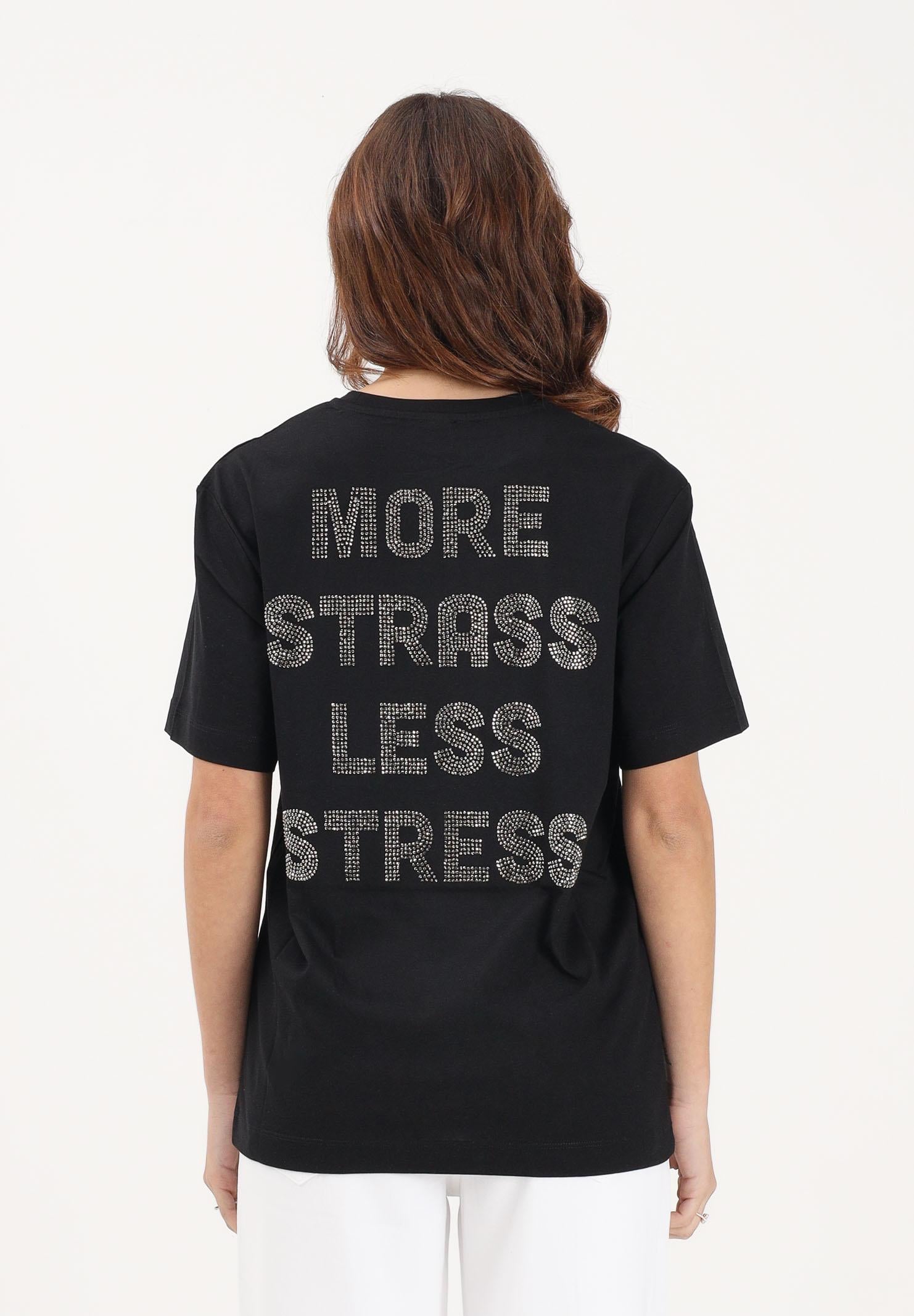 PINKO T-shirt a manica corta nera da donna con maxi scritta in strass 105526A33S Z99 PINKO 