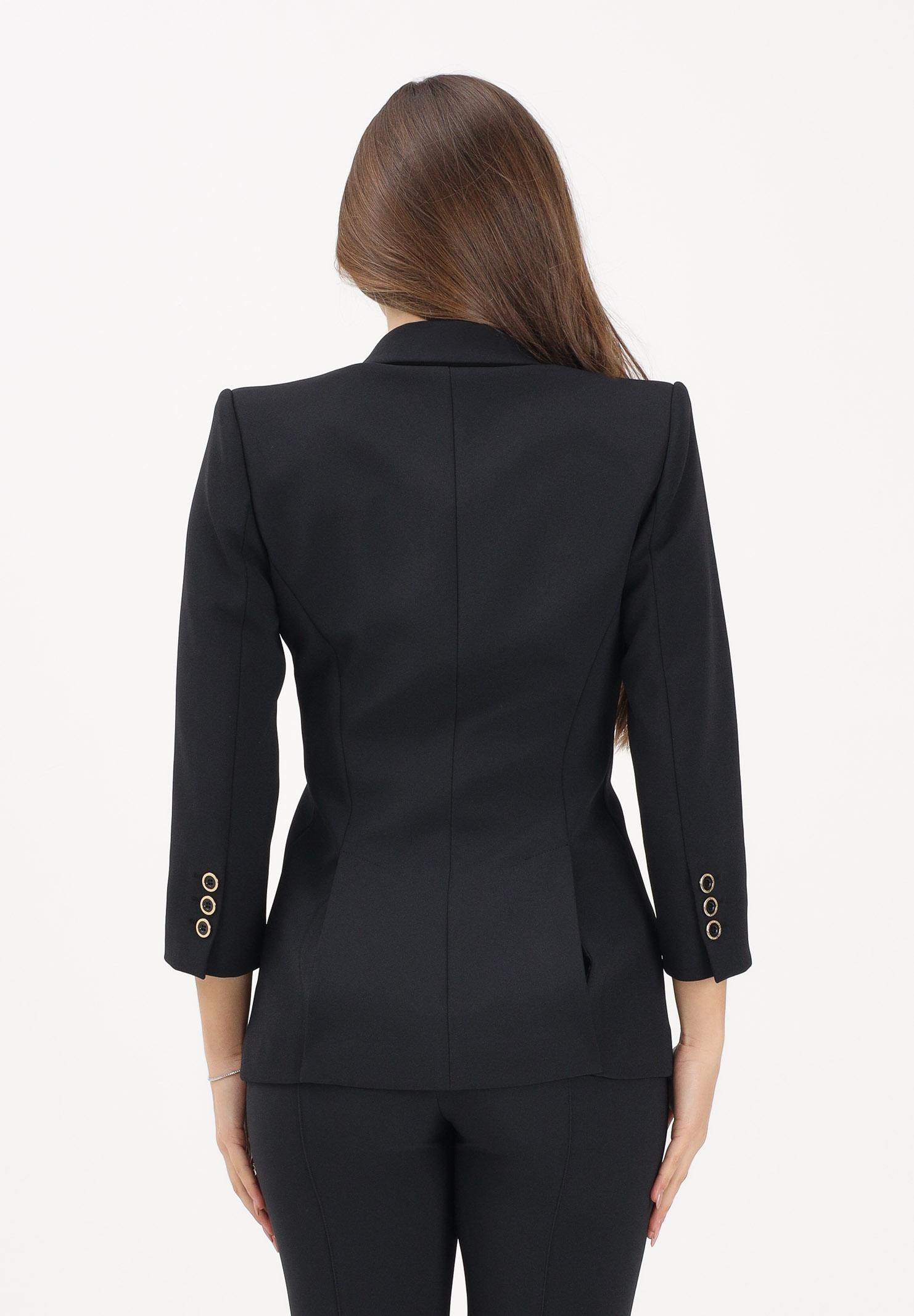 ELISABETTA FRANCHI Giacca monopetto nera da donna con dettagli logo GI21561E2 110 ELISABETTA FRANCHI 