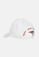 Cappello con visiera bianco per uomo e donna rifinito da stampa logo DQ2926D0AD6 DQ100 DSQUARED2 