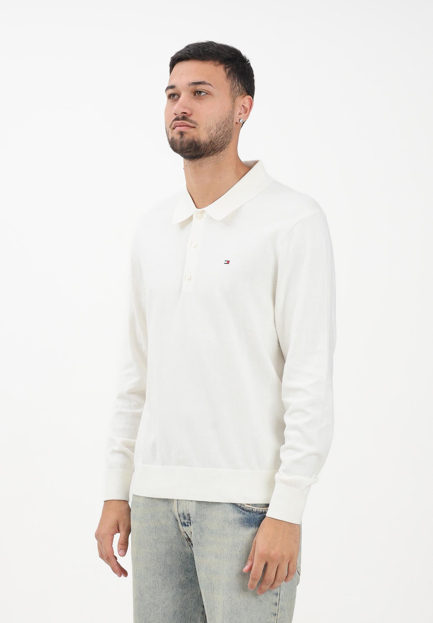 TOMMY HILFIGER Maglioncino stile polo panna da uomo MW0MW36519Z00  TOMMY HILFIGER 