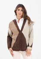 ONLY Cardigan marrone e beige da donna con motivo argyle 15353228 Chestnut ONLY 