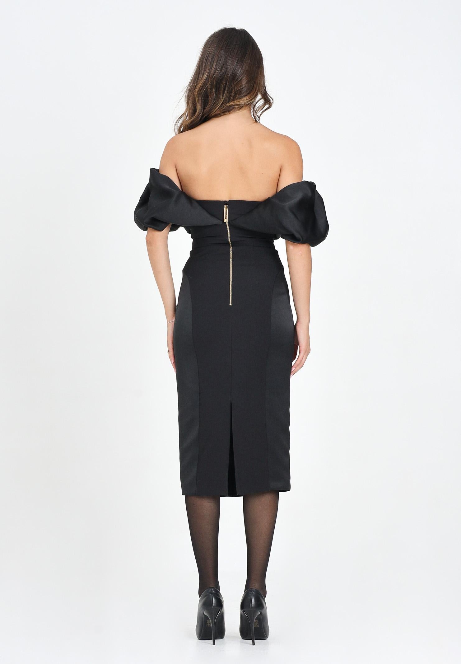 ELISABETTA FRANCHI Abito midi nero da donna con scollo 3D<BR/> AB71456E2 110 ELISABETTA FRANCHI 