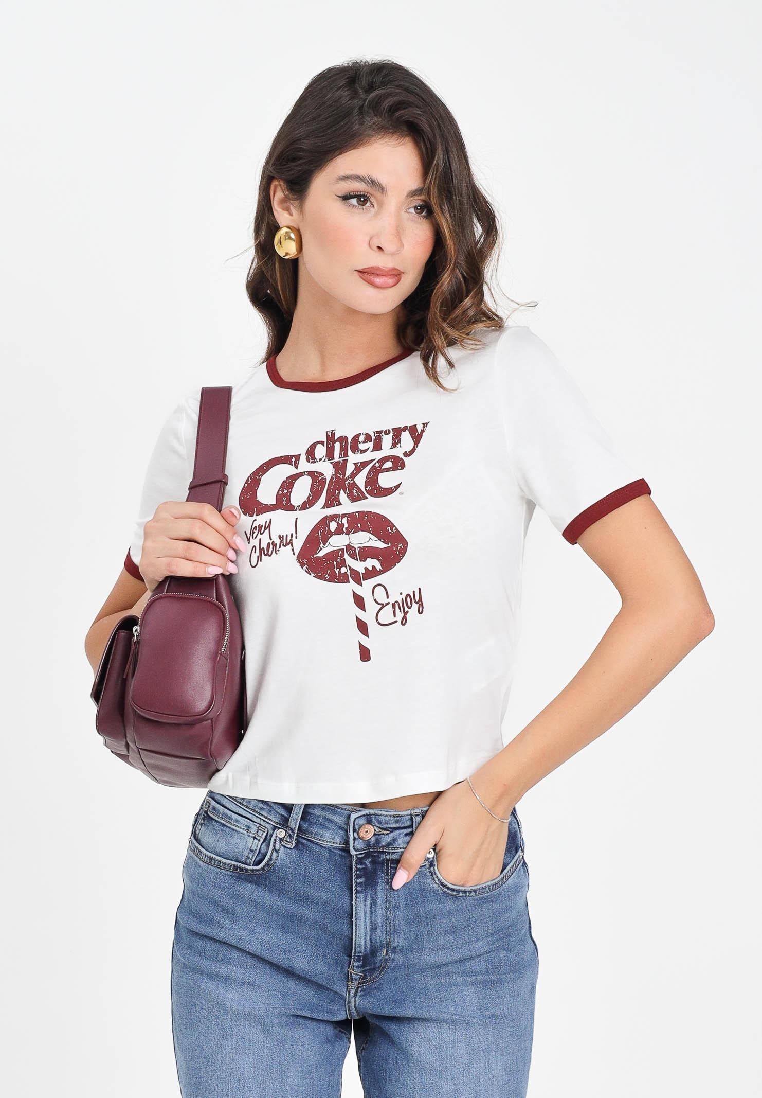 ONLY T-shirt a manica corta bianca da donna con stampa Cherry Coke 15355835 cherry ONLY 