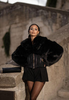 ELISABETTA FRANCHI Pelliccia nera da donna con bustier GB05A57E2 110 ELISABETTA FRANCHI 