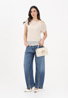 PINKO Jeans balloon SICURO ZIP realizzato in blue denim con scoloriture da donna 105680A33X PJD PINKO 