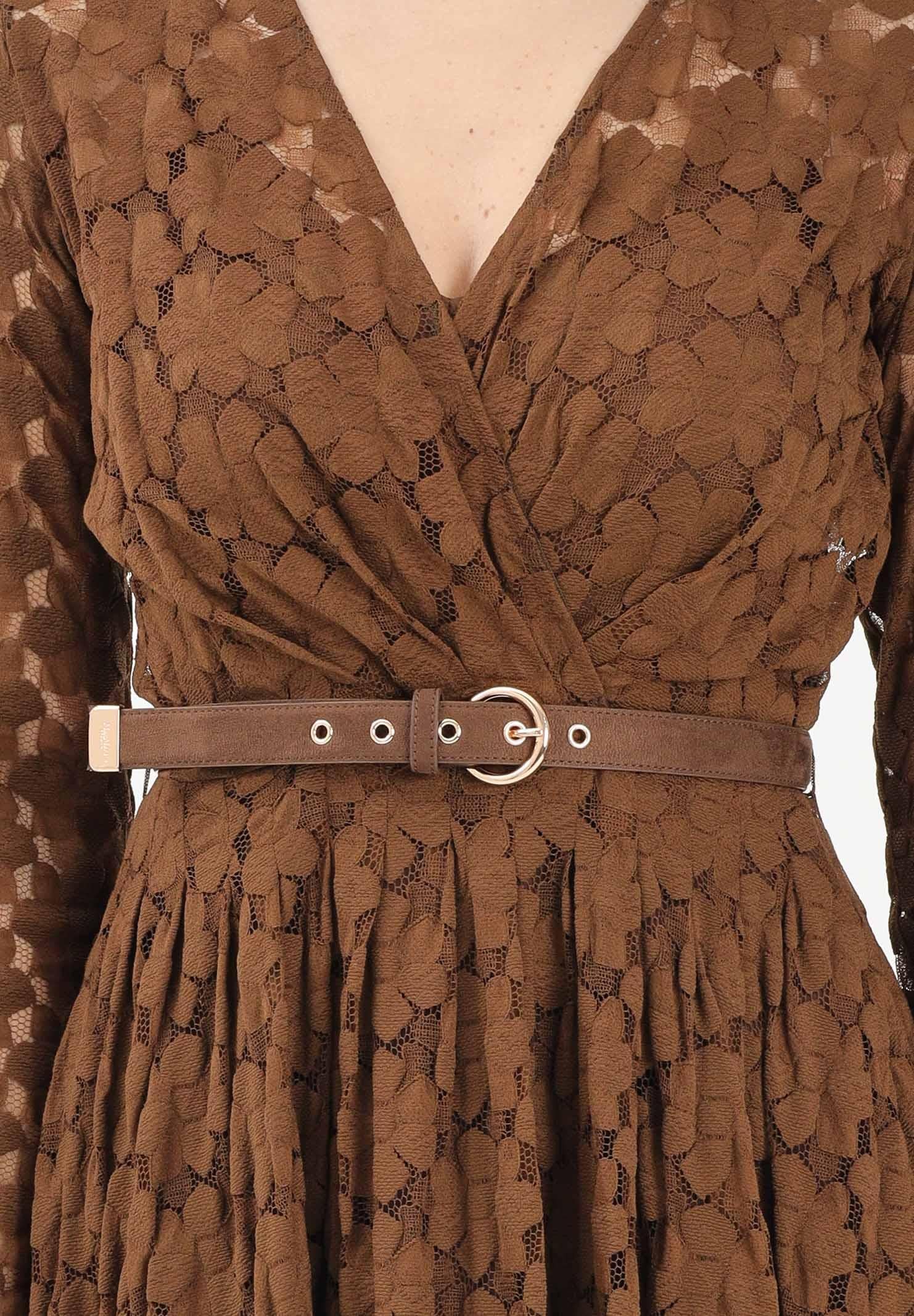 MAX MARA Abito midi MSTAGRUME marrone da donna realizzato in pizzo lavorato 2616631011600 002 MAXMARA 