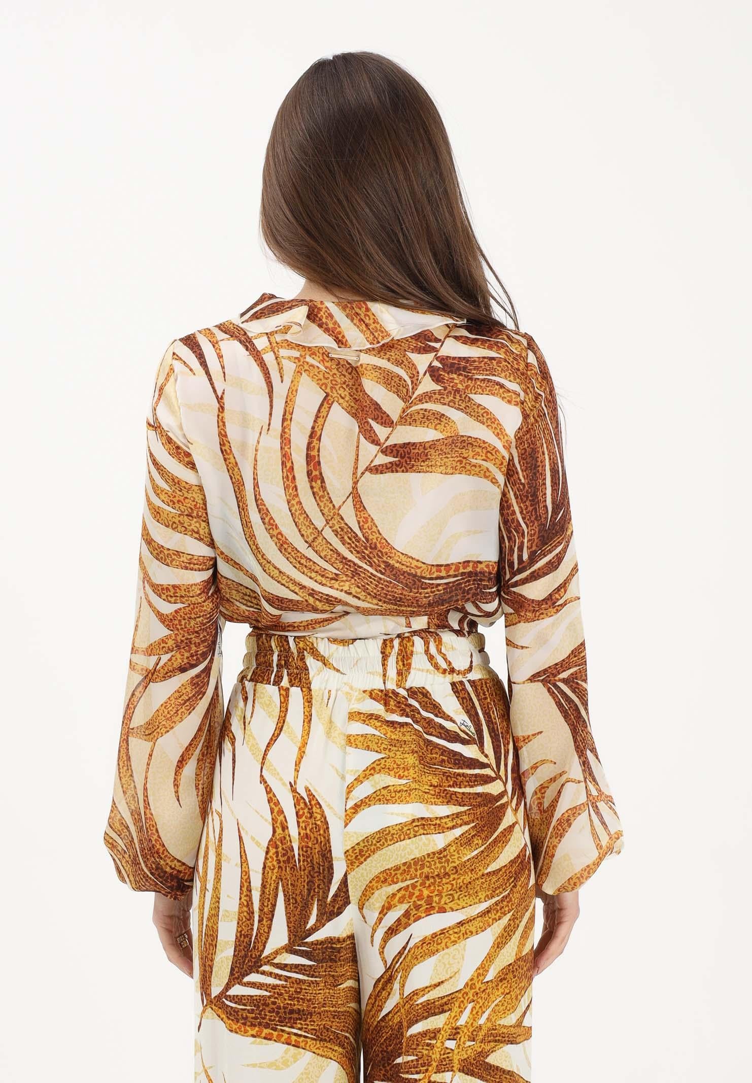 JUST CAVALLI Blusa beige da donna con stampa di foglie stilizzate 80PAL214NS775 638 JUST CAVALLI 