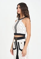 ELISABETTA FRANCHI Top elegante panna da donna con stampa logo TOS0156E2 EF1 ELISABETTA FRANCHI 