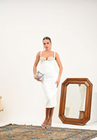 ELISABETTA FRANCHI Abito midi avorio da donna con cristalli AB83557E2 360 ELISABETTA FRANCHI 