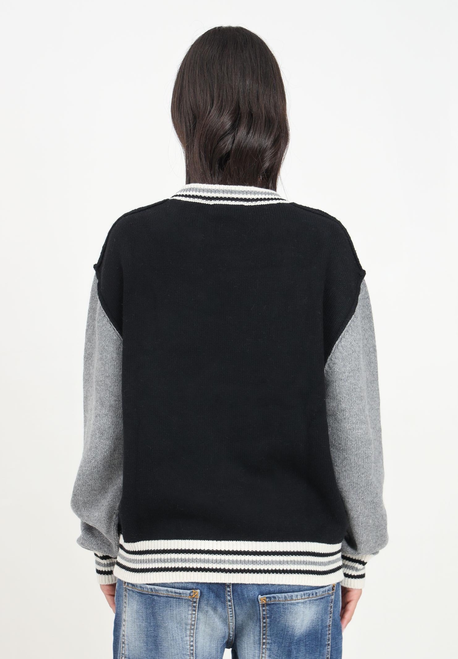 Maglioncino girocollo grigio e nero per donna e bambina con ricamo logo DQ2452D0A9R DQ900 DSQUARED2 