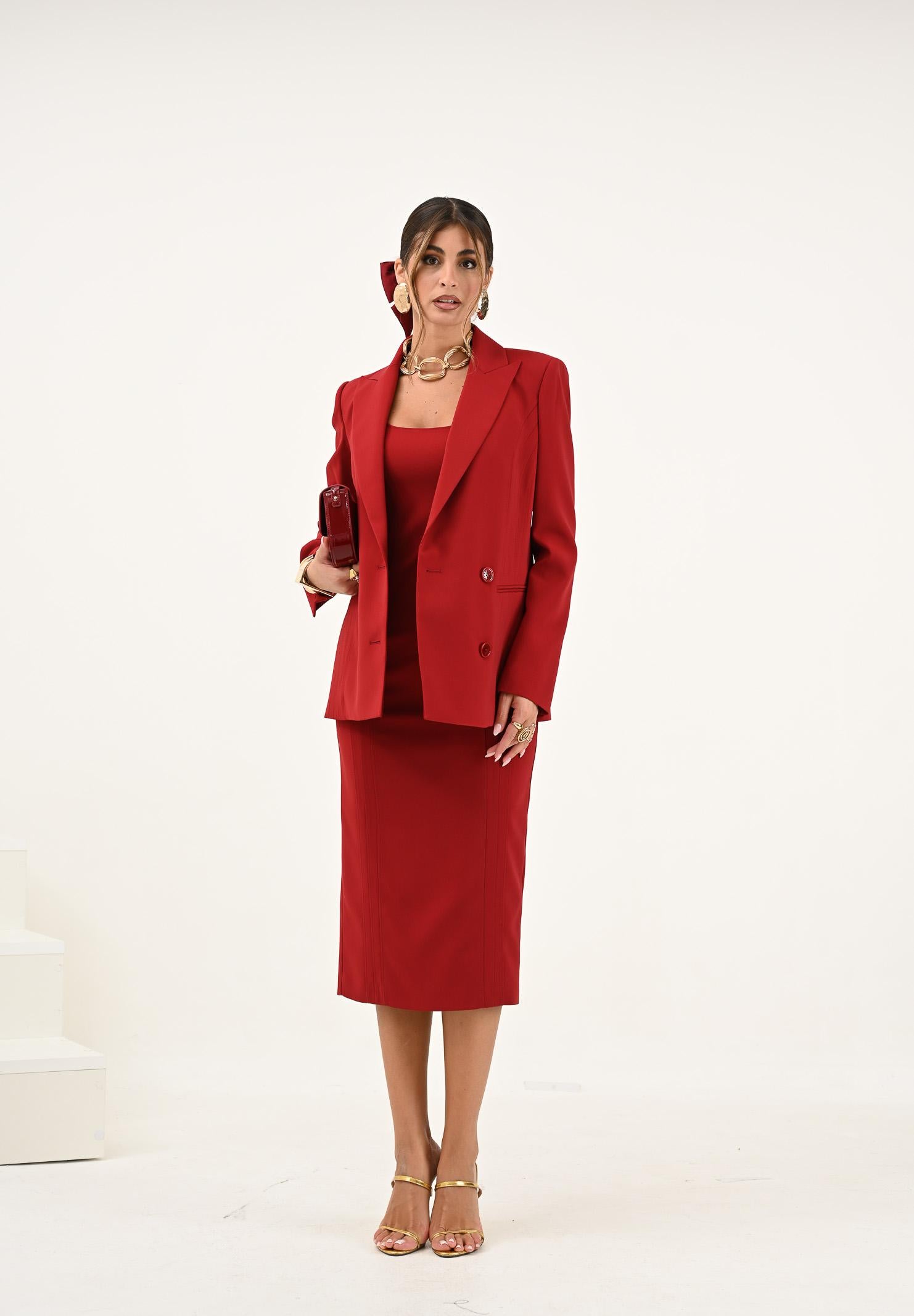 PATRIZIA PEPE Giacca doppiopetto rossa da donna 8S0554A6F5 R862 PATRIZIA PEPE 