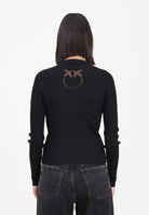 PINKO Cardigan a costine nero da donna con logo 105506A18M Z99 PINKO 