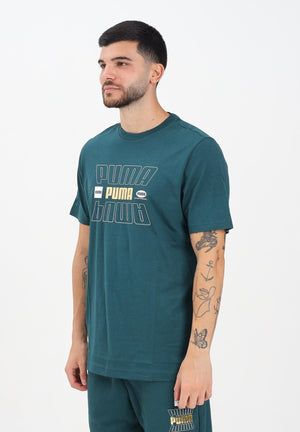 PUMA T-shirt a manica corta verde da uomo con stampa logo 688189 75 PUMA 