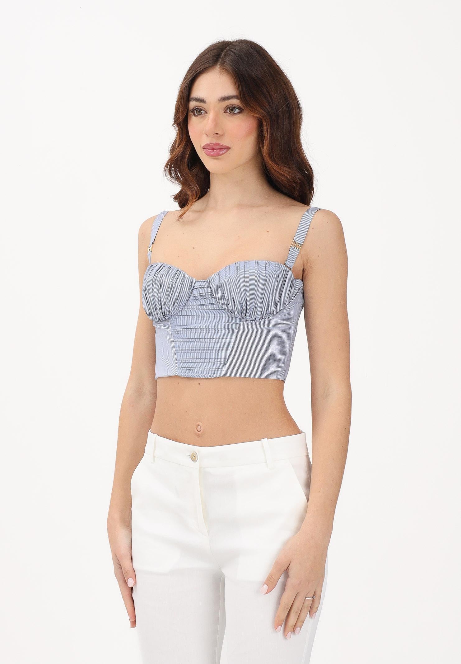 ELISABETTA FRANCHI Corpetto blu da donna con motivo a righe bianche TO05362E2 019 ELISABETTA FRANCHI 