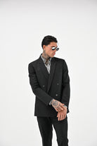 Giacca dritta doppiopetto nera da uomo 5S0743/A1WK K102Nero vinile PATRIZIA PEPE 