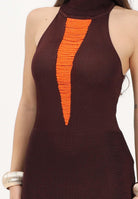 PATRIZIA PEPE Abito corto marrone da donna in maglia con perline 2A3057K326 B887 PATRIZIA PEPE 