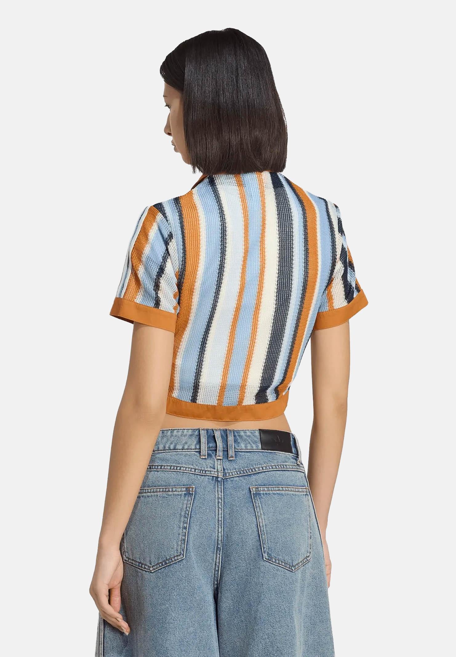 ADIDAS ORIGINALS Camicia crop SUMMER GLOW STRIPED multicolore da donna<BR/> KY8139 . ADIDAS ORIGINALS 