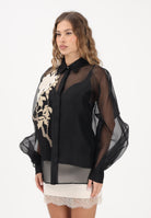 MAX MARA Camicia a manica lunga nera da donna con ricamo floreale 2616261014600 002 MAX MARA 