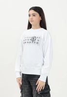 MAISON MARGIELA Felpa girocollo bianca per donna, ragazzi e bambini con logo numerico Pixe M60796MM02X M6100 MAISON MARGIELA 