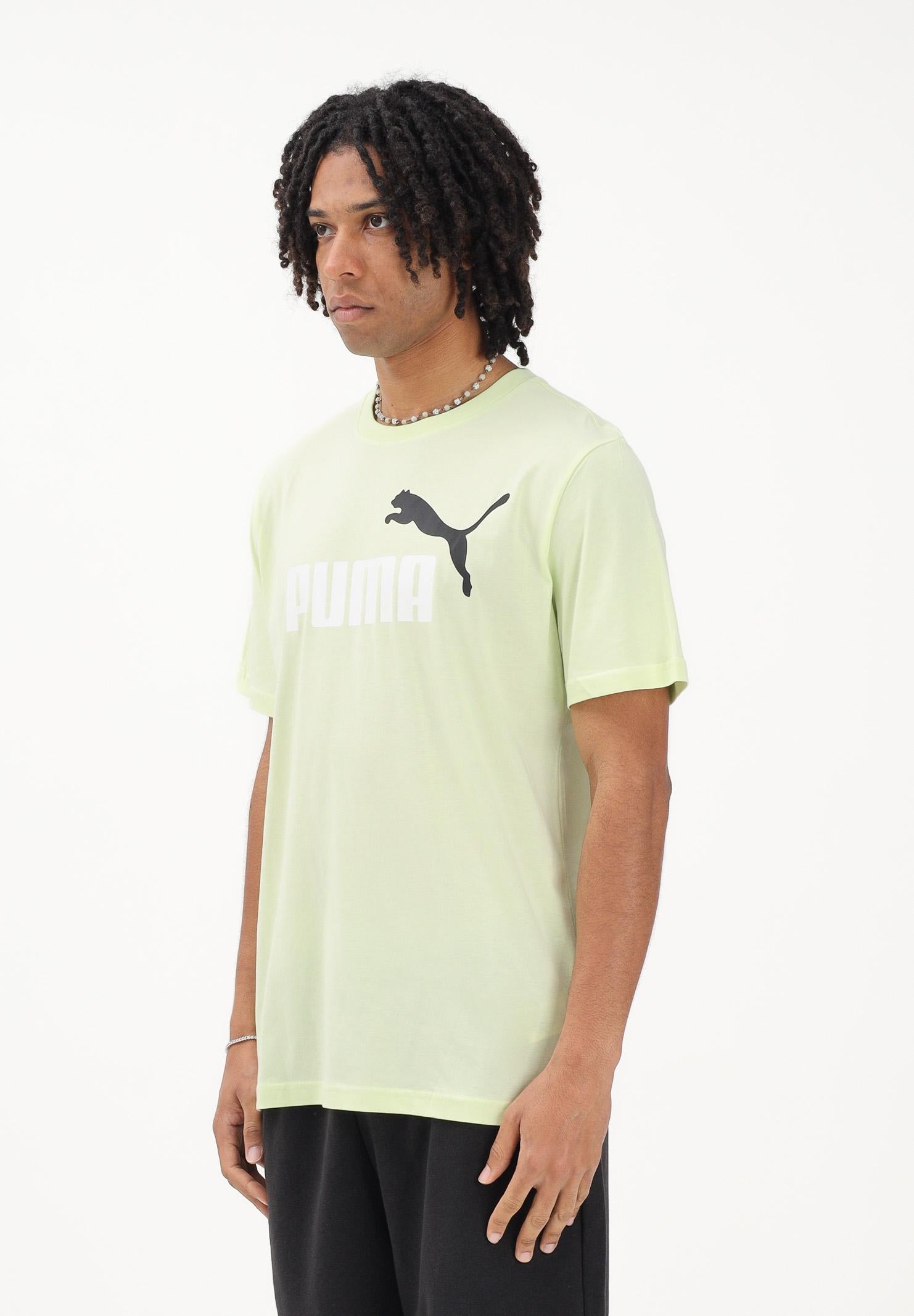 PUMA T-shirt a manica corta Essentials 2 Colour N.1 Logo verde lime da uomo 684708 76 PUMA 