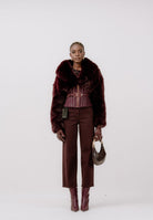 ELISABETTA FRANCHI Pelliccia bordeaux da donna con bustier GB05A57E2 EA4 ELISABETTA FRANCHI 